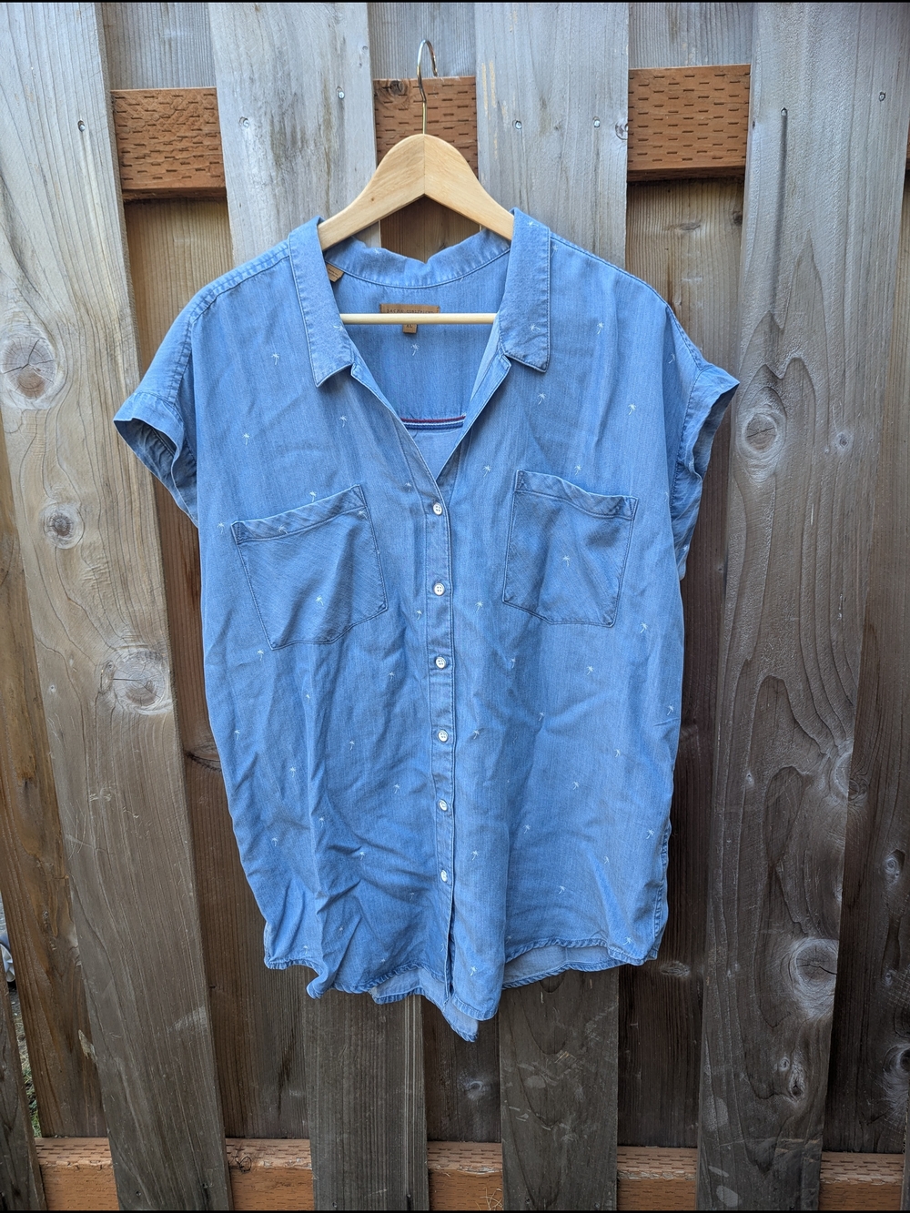Light Blue Denim Button-Front Women's Shirt